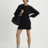 Black Long Sleeve Knot Side Mini Dress