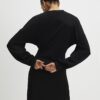 Black Long Sleeve Knot Side Mini Dress