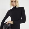 Black Long Sleeve Roll Neck Dress