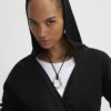 Black Long Sleeve Wrap Front Hoodie