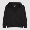 Black Long Sleeve Wrap Front Hoodie