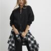 Black Long Sleeve Zip Up Bomber Sweatshirt