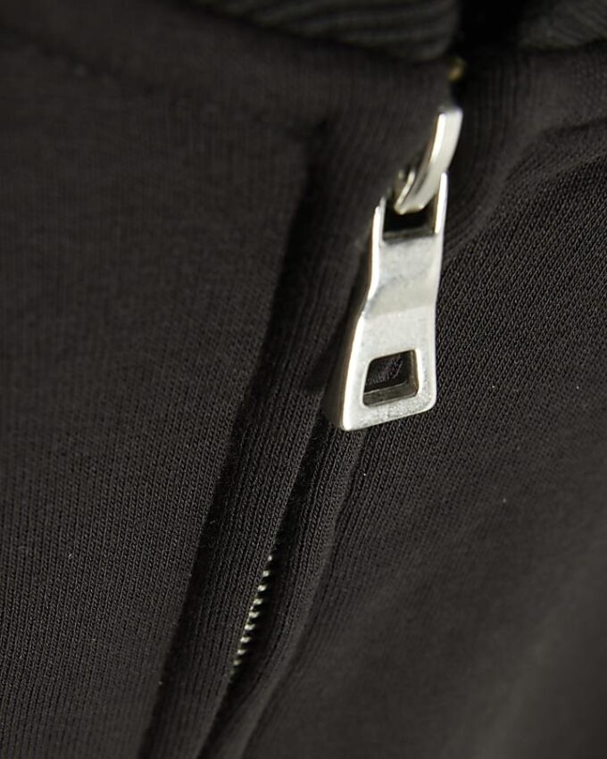 Black Long Sleeve Zip Up Bomber Sweatshirt