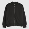 Black Long Sleeve Zip Up Bomber Sweatshirt