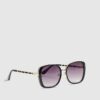 Black Metal Glam Weave Sunglasses