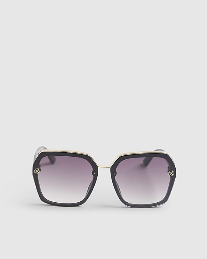 Black Metal Hexagon Sunglasses