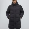 Black Mid Length Padded Puffer Jacket