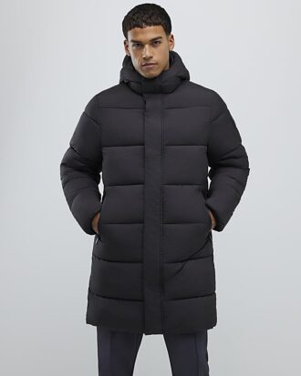 Black Mid Length Padded Puffer Jacket