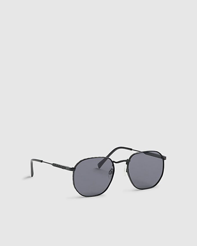 Black Monogram Hexagon Smoke Lens Sunglasses