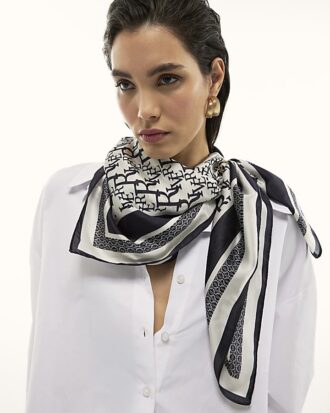 Black Monogram Print Neck Scarf