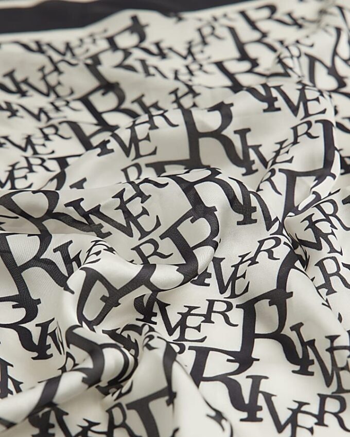 Black Monogram Print Neck Scarf