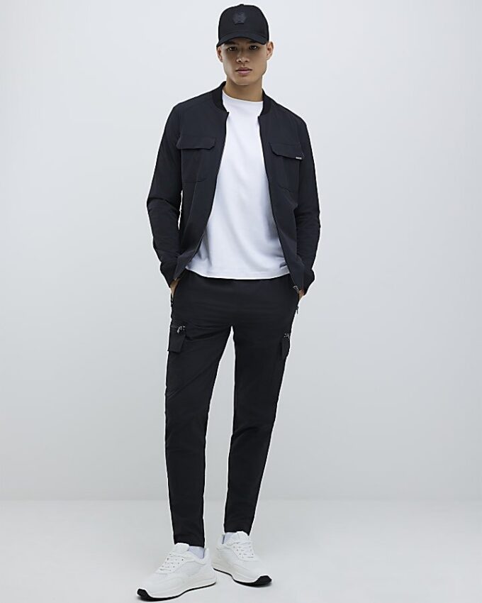 Black Muscle Fit Bomber Jacket