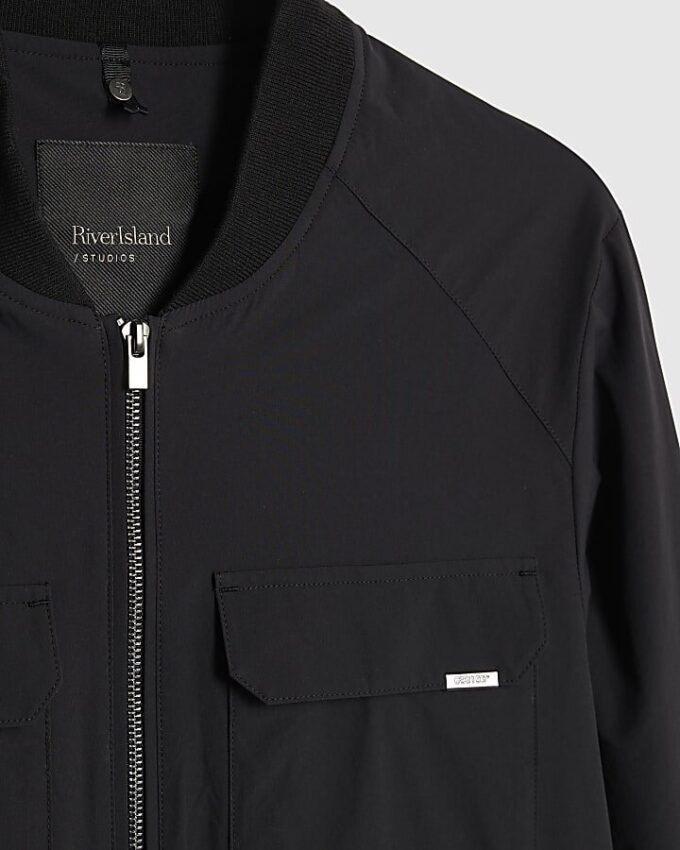 Black Muscle Fit Bomber Jacket