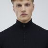 Black Muscle Fit Brick Knitted Funnel Jumper
