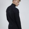 Black Muscle Fit Brick Knitted Funnel Jumper