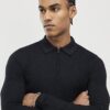 Black Muscle Fit Hexagon Polo Shirt