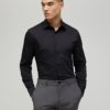 Black Muscle Fit Long Sleeve Shirt