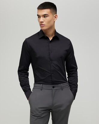 Black Muscle Fit Long Sleeve Shirt
