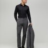 Black Muscle Fit Long Sleeve Shirt