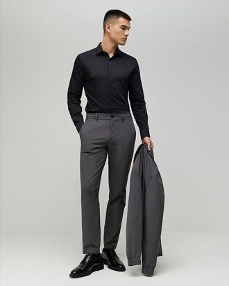 Black Muscle Fit Long Sleeve Shirt