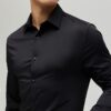 Black Muscle Fit Long Sleeve Shirt