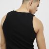 Black Muscle Fit Ribbed Vest