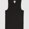 Black Muscle Fit Ribbed Vest