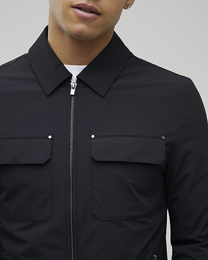 Black Muscle Fit Shacket