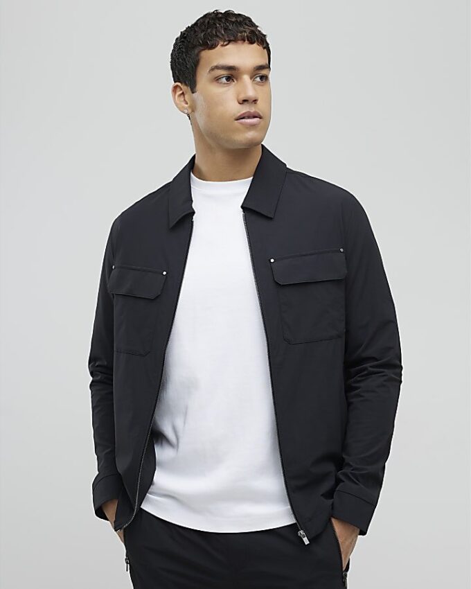 Black Muscle Fit Shacket