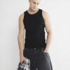 Black muscle fit stretch Rib Vest