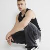 Black muscle fit stretch Rib Vest