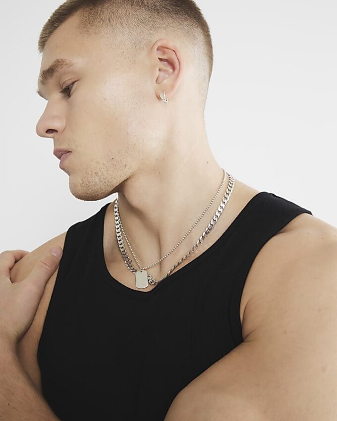 Black muscle fit stretch Rib Vest