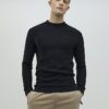 Black Muscle Fit Textured Jumper