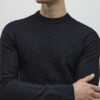 Black Muscle Fit Textured Jumper