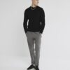 Black Muscle Fit Textured Jumper