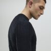 Black Muscle Fit Textured Jumper