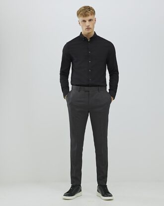 Black Muscle Fit Textured Shirt