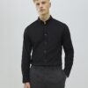 Black Muscle Fit Textured Shirt