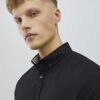 Black Muscle Fit Textured Shirt