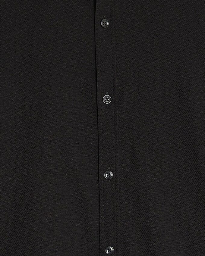 Black Muscle Fit Textured Shirt