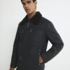 Black Nubuck Zip Shearling Western Jacket
