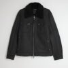 Black Nubuck Zip Shearling Western Jacket