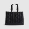 Black Nylon Quilted Shopper Bag