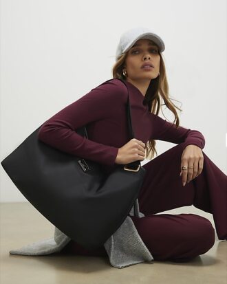 Black Nylon Slouch Shoulder Bag