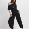 Black Off Shoulder Drape Top