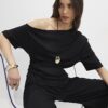 Black Off Shoulder Drape Top
