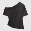Black Off Shoulder Drape Top