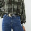 Black Oval Buckle Jeans Belt