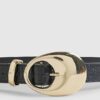 Black Oval Buckle Jeans Belt