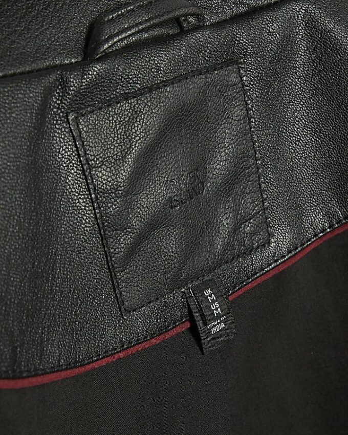 Black Oversize Leather Bomber Jacket